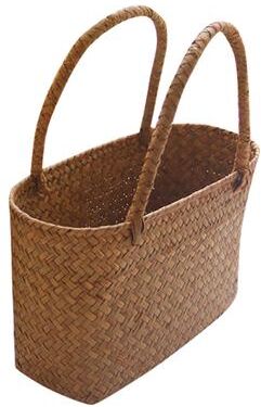 ModernMart Handmade Seagrass Woven Basket Boho Storage Tote For Home Decor And Plant Styling l
