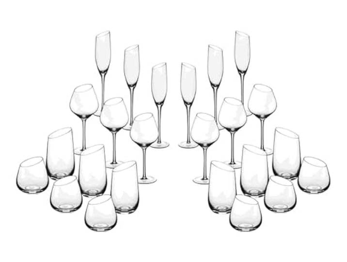 Bjorn SVÄVA Gläser-Set 24-teilig – Design Service aus bleifreiem Kristallglas für Wasser, Wein & Sekt – Modernes Tisch- und Geschirrset