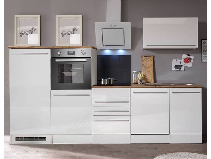 Cuisine 290cm Blanc/Blanc brillant Sans électroménager