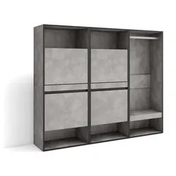 SKRAUT HOME Schuhschrank, Platzsparender Schrank, 180x35x145 cm, Schlafzimmer, Offener Schrank, Moderner Stil, Zementgrau _ 460_49