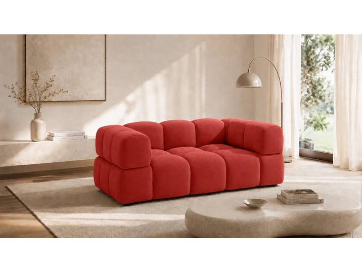 Kaiser Möbel Sofa 2-Sitzer im Veloursstoff Bluvel, AVERRO, Modernes Lounge-Design,Dekorative Steppungen