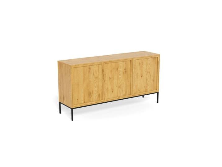 Mid.you Anrichte Palmdale, Schwarz, Wildeiche, Metall, 3 Fächer, 158x80x40 cm, Esszimmer, Anrichten
