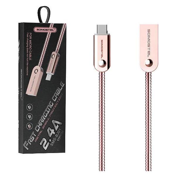 Somostel KABEL USB MICRO 2.4A ROSA QC 3.0 1M POWERLINE SMS-BJ01 USB-C METALL (1 m) (35552967)