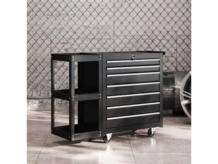 HOMCOM Chariot d'Outils 7 Tiroirs avec Roulettes Frein Noir