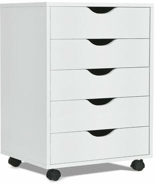 5 Drawer Chest Storage Dresser Floor Cabinet Organizer w/ Wheels