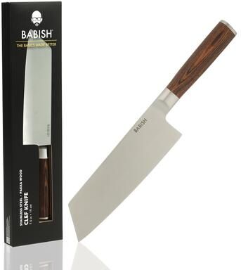 Babish High Carbon 1.4116 German Steel Full Tang 7.5-Inch Clef Knife Chef & Cleaver Hybrid for Chopping, Slicing & Prep