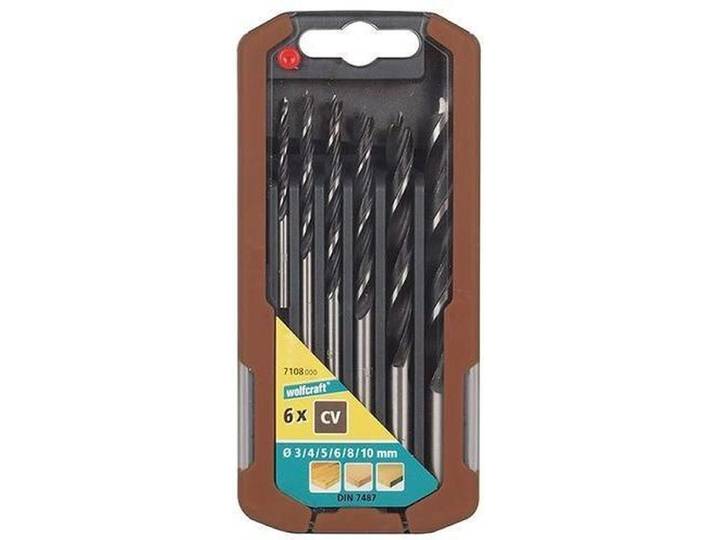 wolfcraft - Borenset 6 delig - Houtborenset - Houtboren 3 - 4 - 5 - 6 - 8 en 10 mm - Houtboor - 7108000