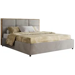 POLSTERBETT LERIO CLASSIC 140/200 - Hellgrau Velvet - Schaum-Matratze