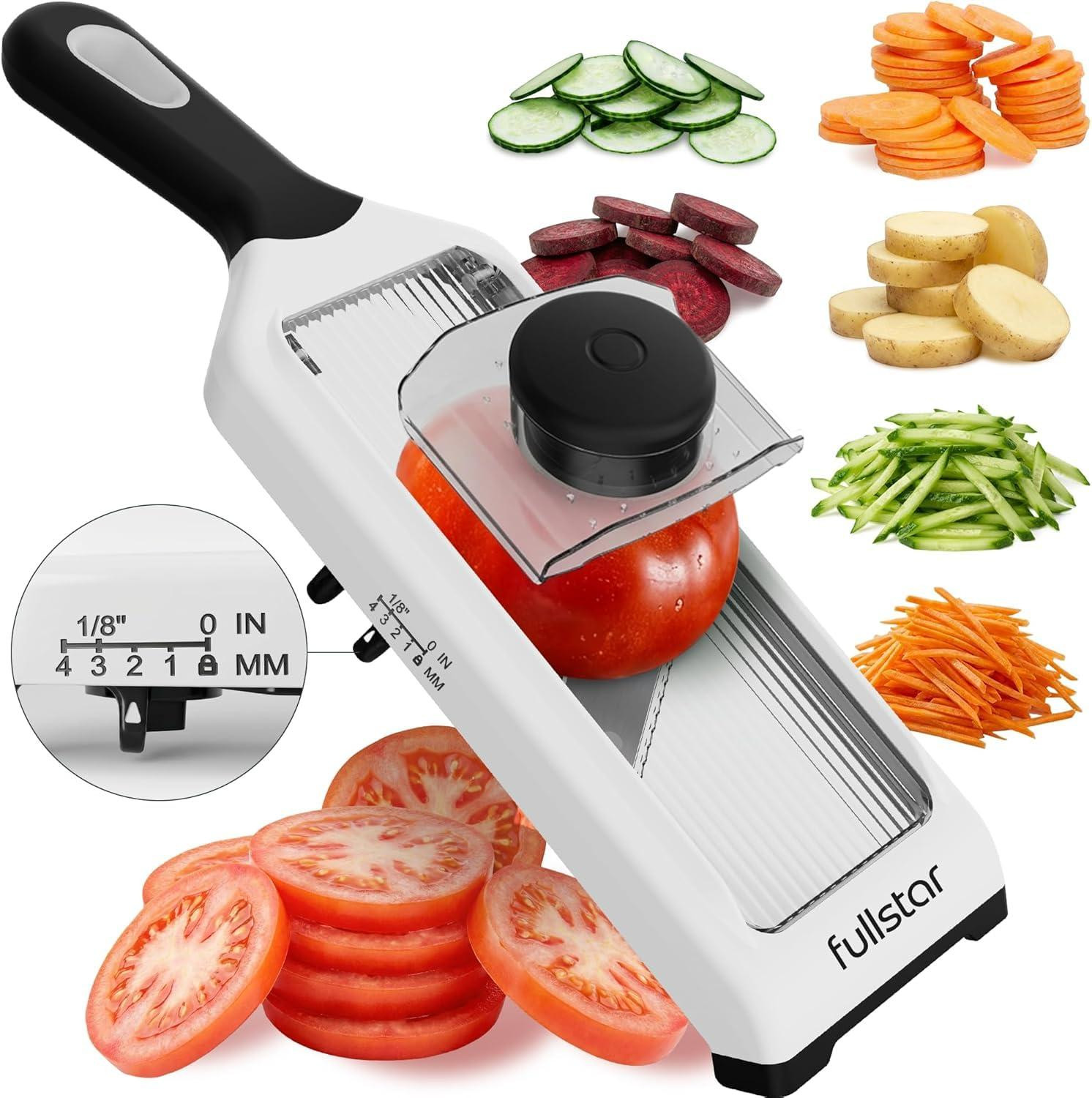 Dripio 2-in-1 mandoline snijmachine met 4 diktes en julienne-mes van roestvrij staal