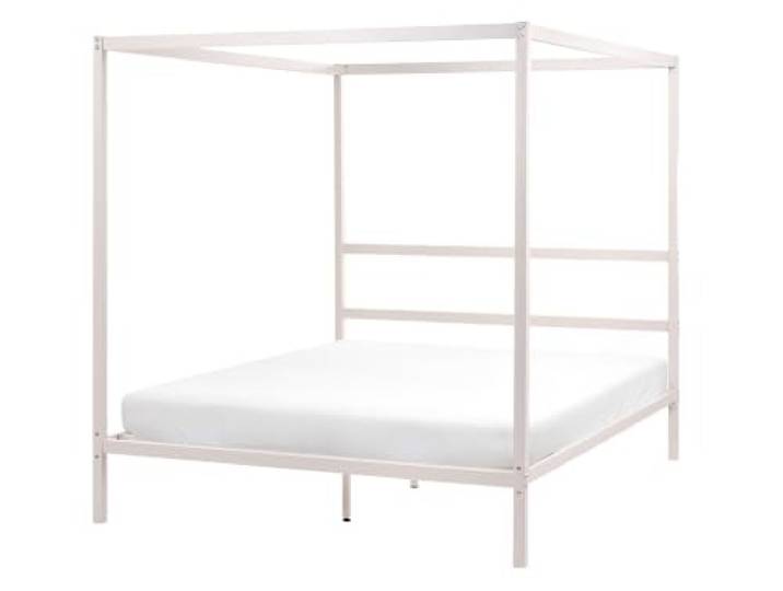 Beliani Himmelbett Hellbeige Metall 160 x 200 cm 4 Pfosten Stilvoll Minimalistisch Designer Bett für Schlafzimmer