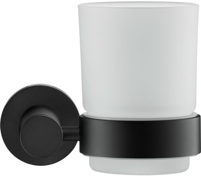 Duravit D-Code Zahnputzbecher Glashalter 0099204600 Glas rechts, Schwarz Matt, Ø69 mm, Wandhängend