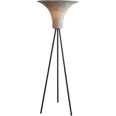 SALESFEVER Stehlampe "Alec Geflechtschirm mit Farbverlauf und natürlichem Palmblatt-Design", beige (natur, schwarz), 1, Ø 55cm H: 152cm, 1 Stk., Leuchten, Stehleuchte 152 cm, 1x E27, Farbverlauf, Natur/Schwarz, Fußschalter, Stehlampe