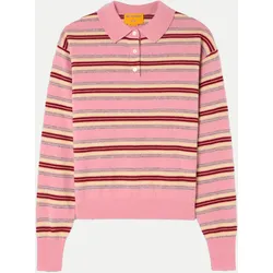Polo-Shirt mit Rippenmuster Rosa S