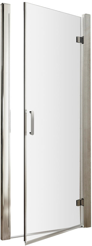 Nuie Pacific 645mm 690mm x Pivot Semi-Frameless Shower Door with Clear Glass Chrome 185cm H x 70cm W x 0.6cm D