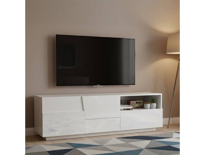 Meuble TV Dcoulibal - Dmora - Mélamine - Blanc 150x44h46 cm