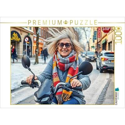 CALVENDO Puzzle Seniorin auf dem E-Scooter | 1000 Teile Lege-Größe 64x48cm Foto-Puzzle für glückliche Stunden