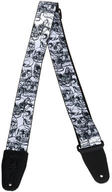 "Levys Poly Strap 2"" W&B Skulls blanc"