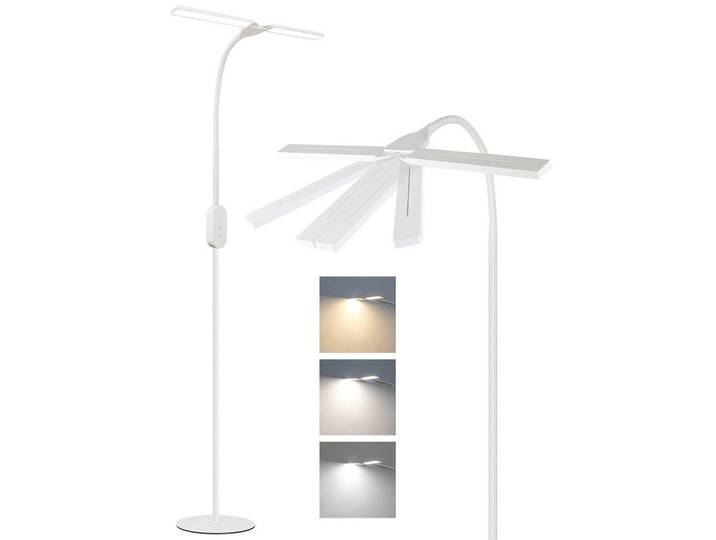ZMH LED Stehlampe Glanzar 44/22/158 cm, Weiß, Metall, Mode, LED integrated, 22x158x44 cm, Lampen & Leuchten, Innenbeleuchtung, Stehlampen