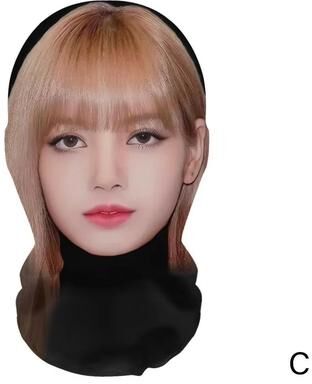 Inspired Finds MeshVision 3D Printed Full Face Elastic Mesh Mask (Unisex Cosplay & Party Balaclava Headwear) lisa Bangs