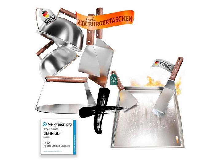 LuxusKollektion Grillplatte Plancha Bundel: Plancha-set & Burger Master-set 40x40cm (1-St)
