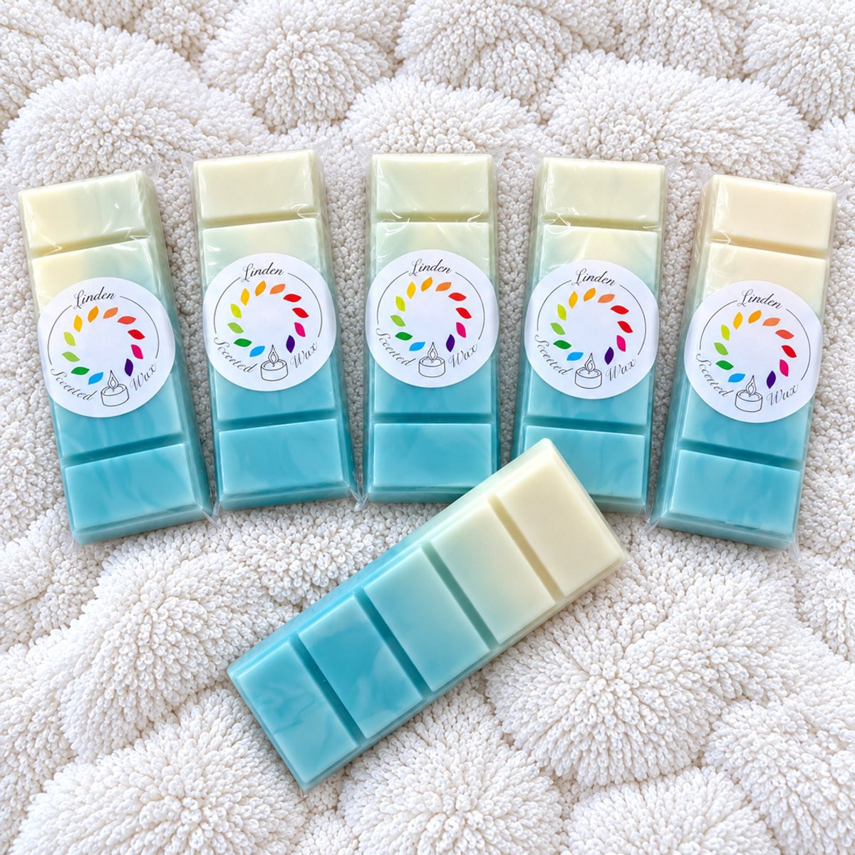 Nenuco Waxmelts met frisse lindengeur - Handgemaakte aromatische sojawax voor geurbranders - Blauw/Wit