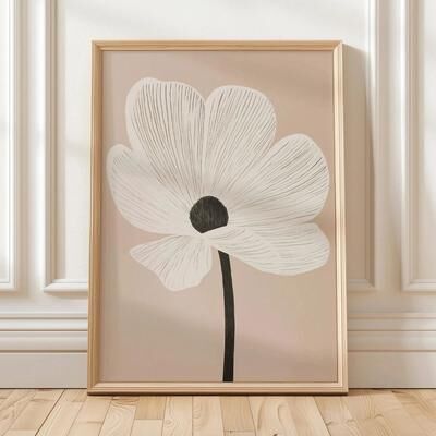 Uplift Treasures Retro Beige Floral Line Canvas Wall Art 2 19.69 27.56 In