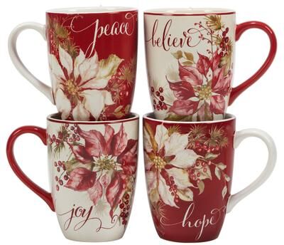 Certified International Winters Joy 22 oz. Mugs, Set of 4 Assorted Designs