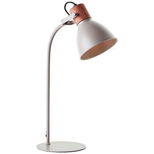 Brilliant Erena tafellamp metaal en hout beige/grijs B: 18 cm, D: 29 cm, H: 52 cm