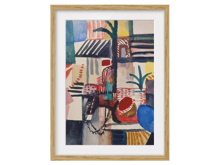 Impression d’art homme avec un âne IV Chêne massif naturel Multicolore 70 x 100cm