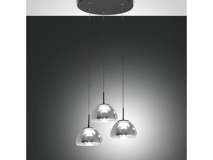 Fabas Luce Hängeleuchte Lucille, dimmbar, schwarz, für Wohn- / Esszimmer, Glas