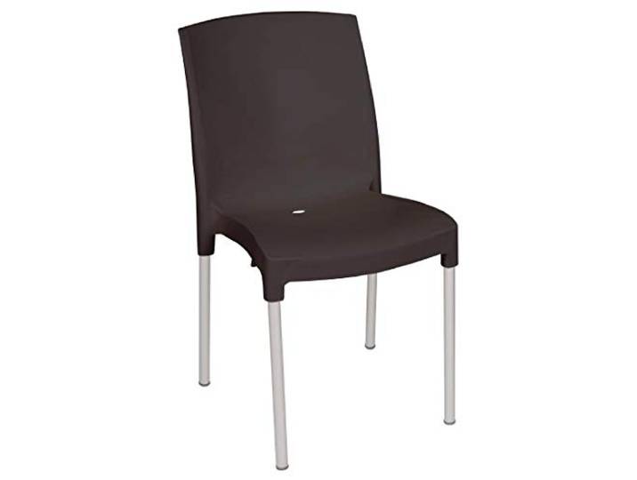 Bolero gj976 Bistro Seite Stuhl, PP und Aluminium, Schwarz (4 Stück)