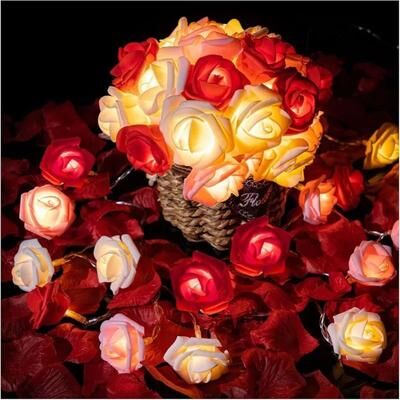 Uplifted Finds Battery Operated Rose Flower String Lights white Rose