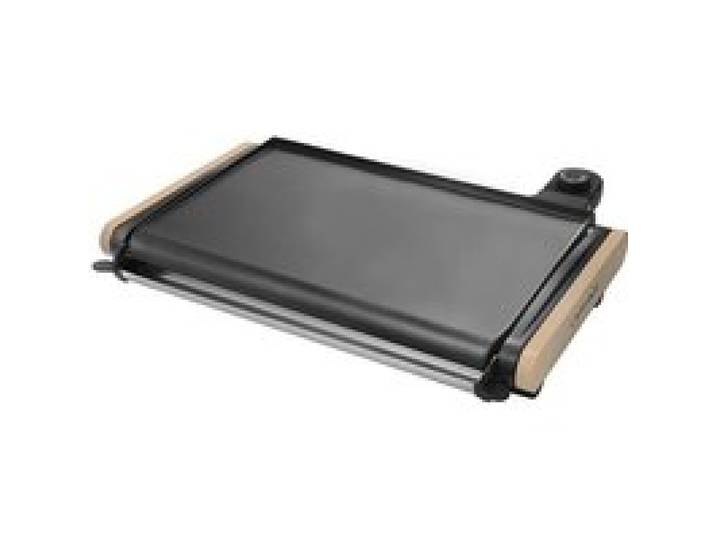 Plancha Électrique Équilibre 2000W Fabrication Française Plaque Antiadhésive Thermostat Réglable Bac À Jus Amovible Poignées Bois