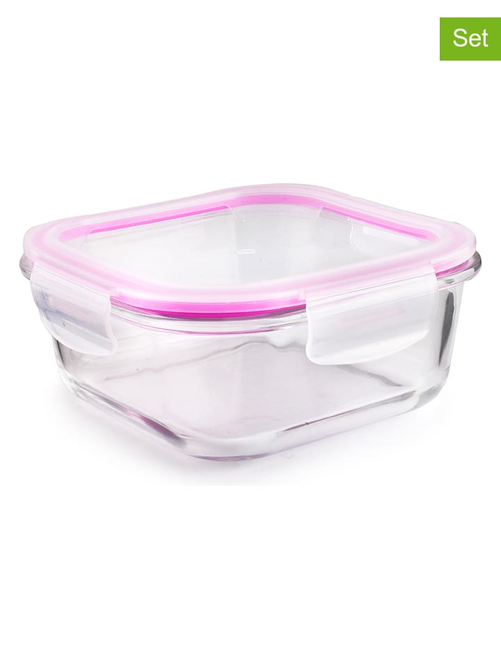 Ibili 3er-Set: Frischhaltedosen ''Basic'' in Pink - 800 ml - onesize