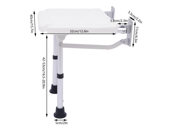 Le plus récent siège de douche mural pliant, chaise de douche pliante pour adultes, capacité de 100 kg pour personnes âgées, tabouret de bain en alliage d'aluminium