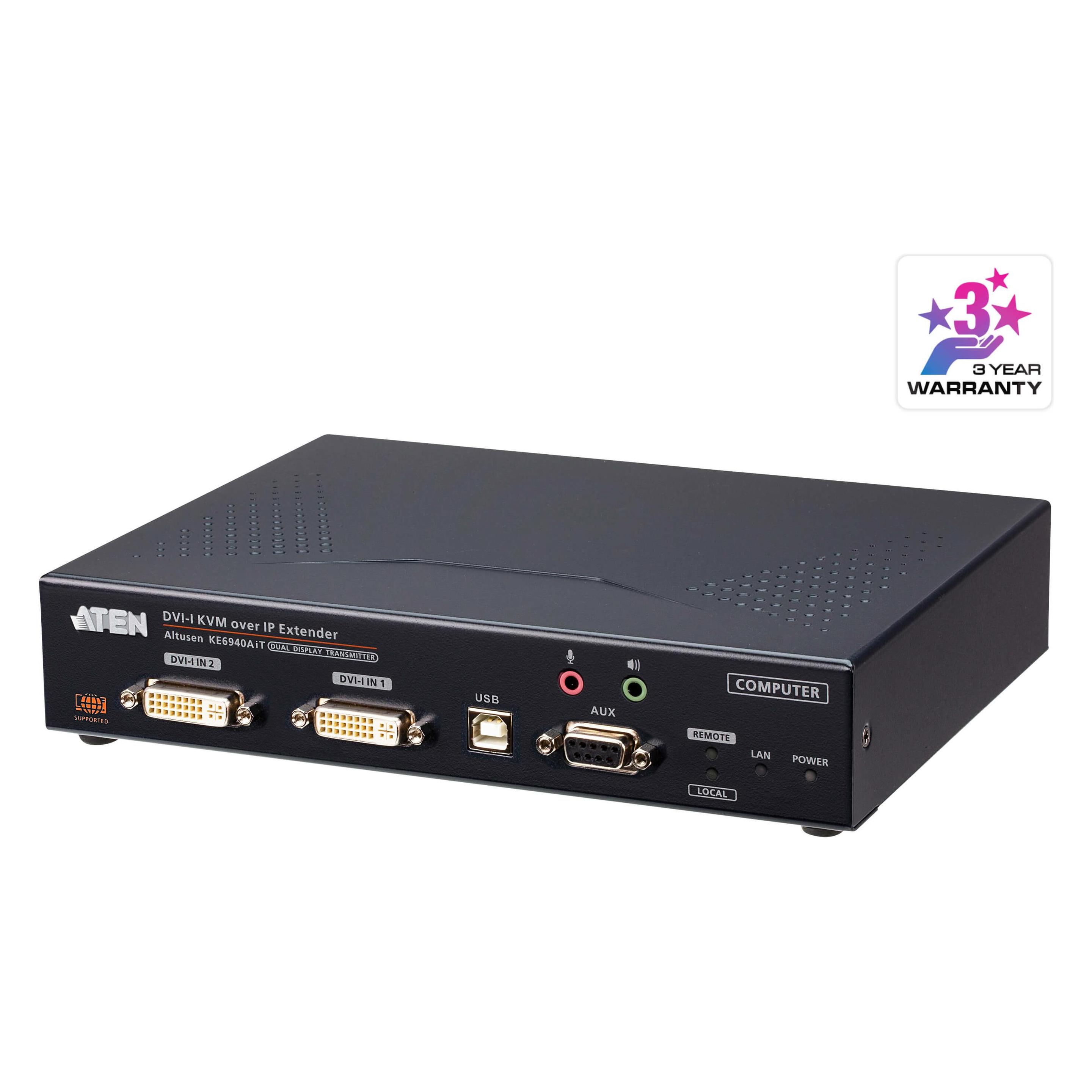 Aten KE6940AIT DVI-I Dual Display KVM over IP Transmitter with Internet Access (KE6940AIT)