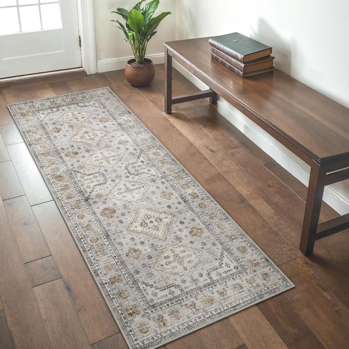 Wasbaar Vloerkleed met Antislip in Zacht Beige - 80 x 300 cm