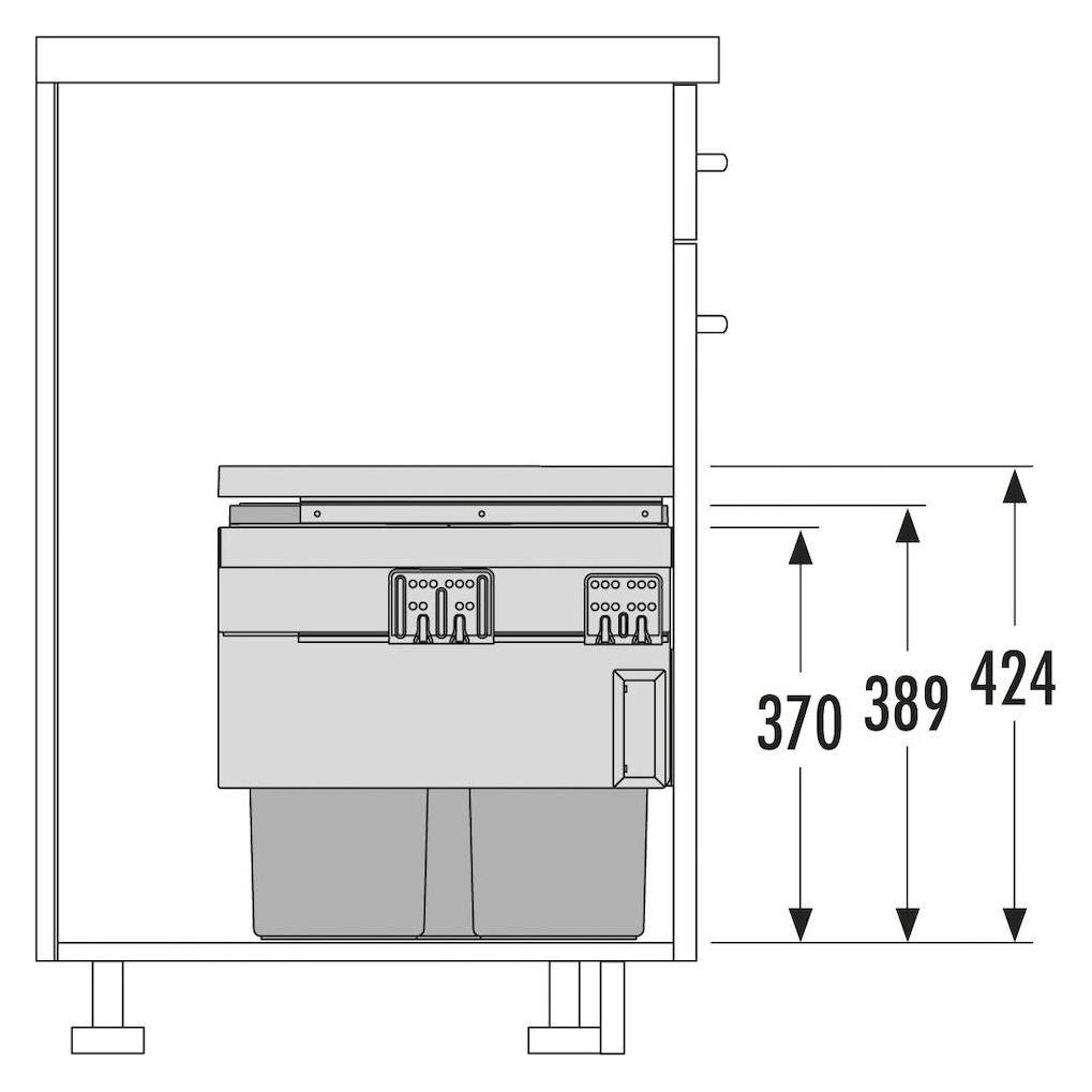 Hailo Einbau-Abfallsammler 3f 1x18l + 2x13l basaltgrau, 1x Deckel für 13l (44 l) (3608531)