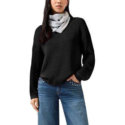 Strickpullover QS, Damen, Gr. XS, schwarz, Strick, Obermaterial: 100% Polyacryl, unifarben, normal hüftbedeckend, Rundhals, Bündchen, Pullover Strickpullover, Langarmpullover in Strick-Optik / Rundhals