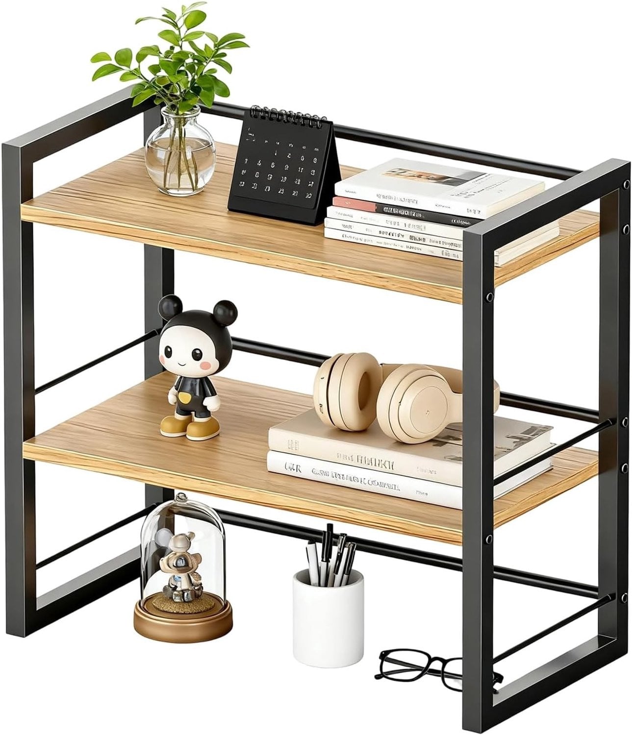 Houten Bureau Organizer met Mini Plank voor Boeken en Kantoorbenodigdheden