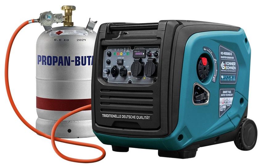 Könner&Söhnen Gas Benzin Stromaggregat 4000 Watt KS 4000iEGS Stromerzeuger Notstrom