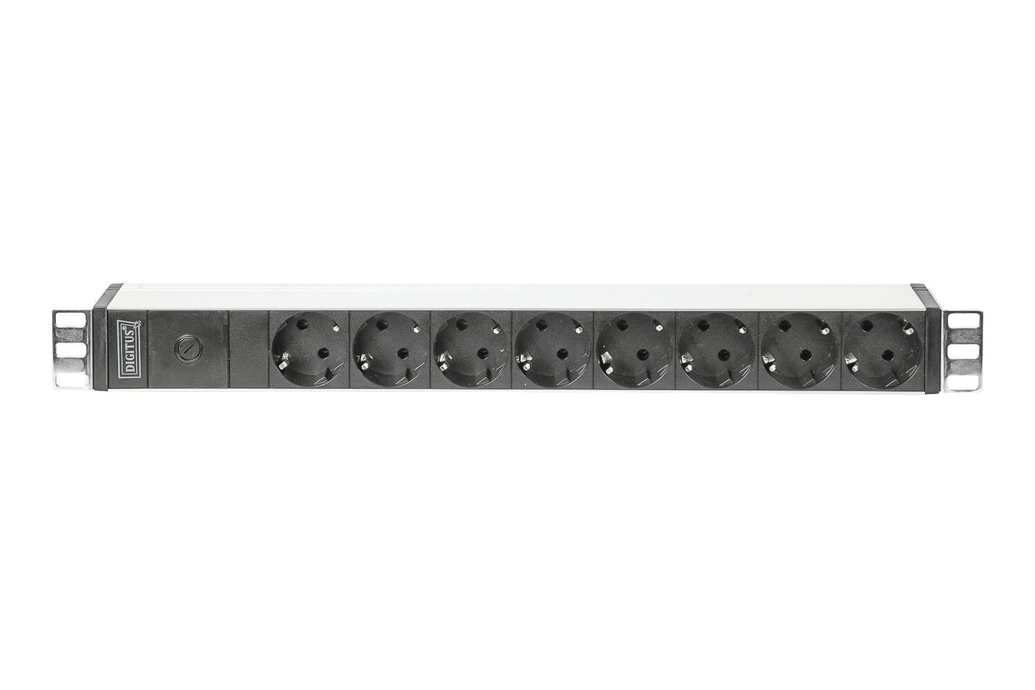 DIGITUS 19 inch stekkerdoos met 8 aansluitingen, 1 HE, zwart/grijs