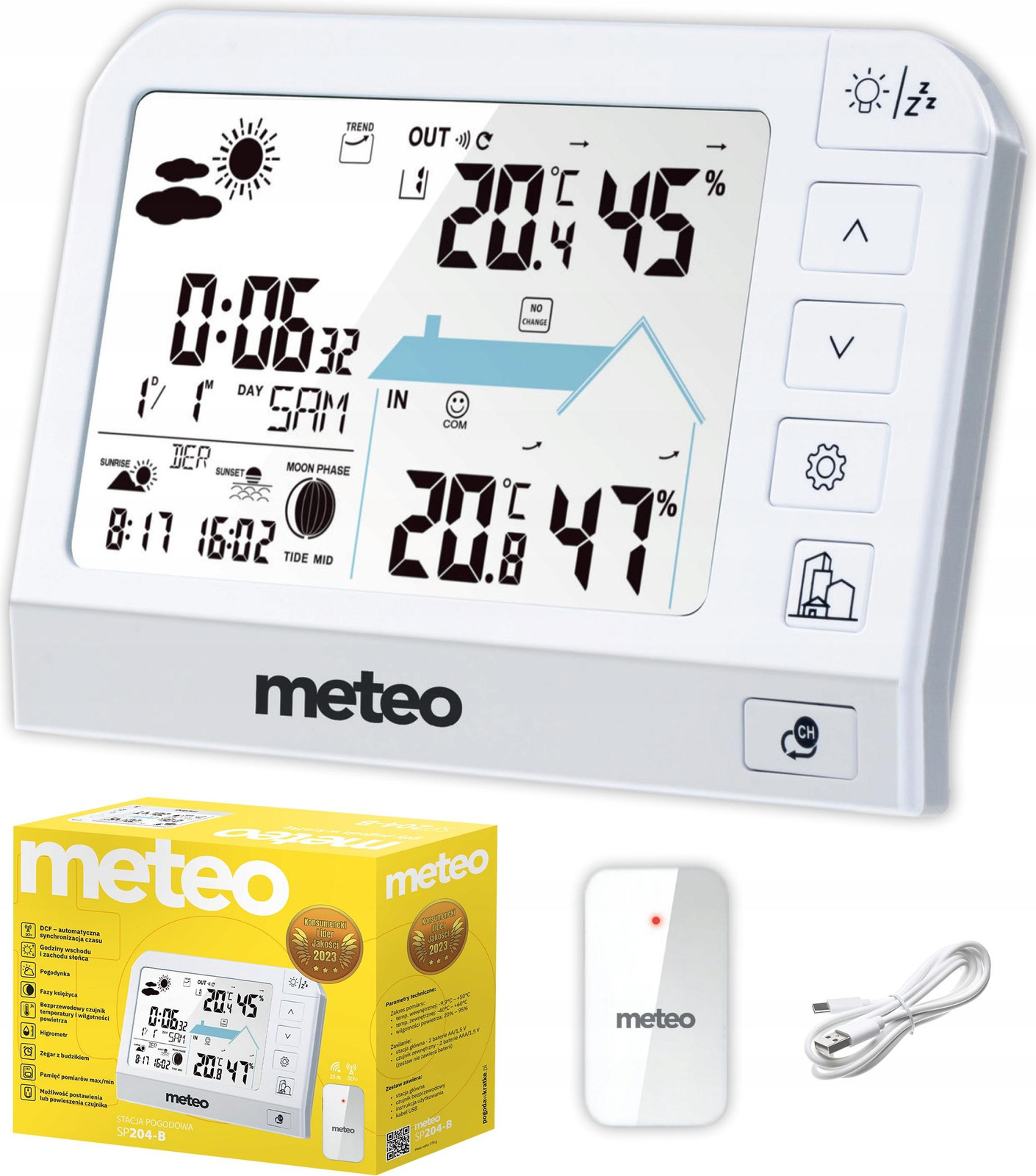 Meteo Sp204 Weerstation met Hygrometer en Buitensensor (DCF)