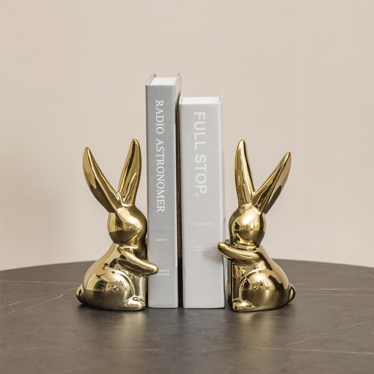 Decoratieve keramische boeksteunen in konijnenontwerp - Goud