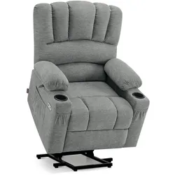 M MCombo Relaxsessel mit Aufstehhilfe & Liegefunktion 7102, Fernsehsessel elektrisch verstellbar, TV Sessel mit Massage Wärmefunktion, für Senioren Wohnzimmer, USB