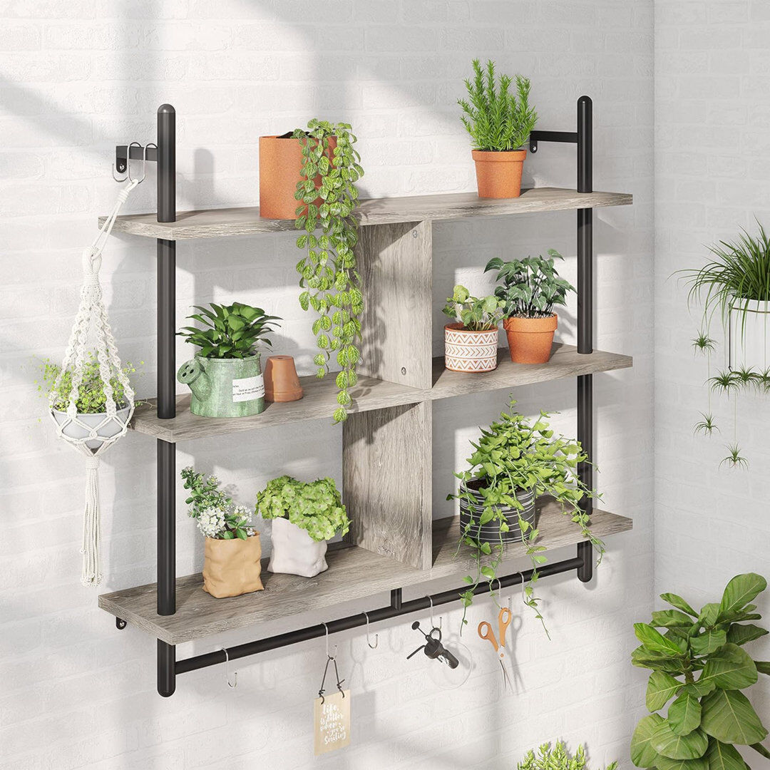 Rio Anastasiya 5 Piece Wood Industrial Pipe Shelves Gray/Black