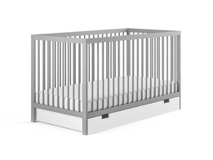 Kids Collective Babybett 70x140 cm Grau mit Schublade und Matratze