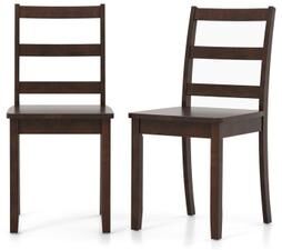 Costway Set of 2 Wood Dining Chairs with Solid Rubber Wood Legs-Brown