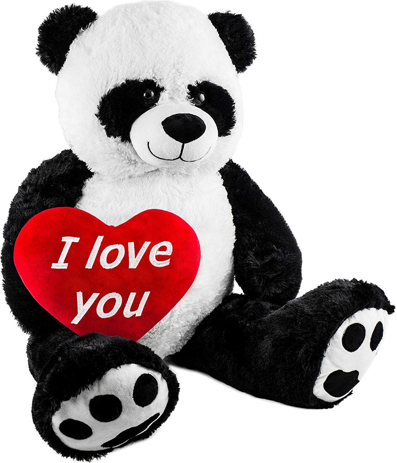 Brubaker XXL Panda pluche knuffel met hart, 100 cm