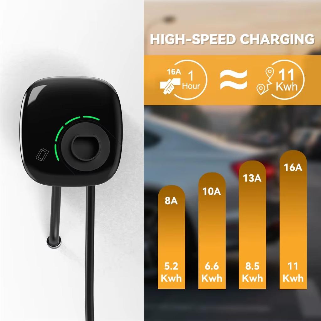 Elektroauto-Ladegerät - Wandladestation - 11 kW - GBT 3-phasig - 16 A - 5 m Kabel - WiFi-App-Steuerung - IP65